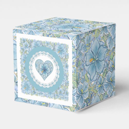 Hibiscus & kant TURQUOISE Bedankdoosjes (Voorkant Zijde)