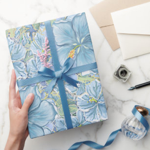 Hibiscus & kant TURQUOISE Cadeaupapier