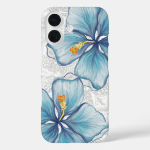 Hibiscus & kant TURQUOISE iPhone 16 Hoesje