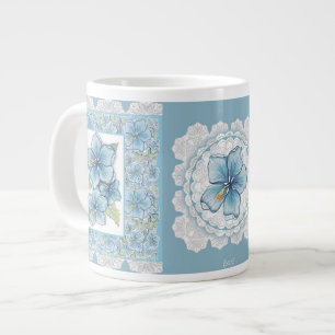 Hibiscus & kant TURQUOISE Extra Grote Beker