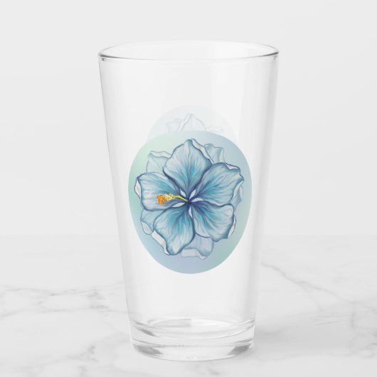 Hibiscus & kant TURQUOISE Glas (Voorkant)