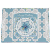 Hibiscus & kant TURQUOISE Groot Cadeauzakje (Voorkant)