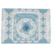 Hibiscus & kant TURQUOISE Groot Cadeauzakje (Achterkant)