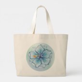 Hibiscus & kant TURQUOISE Grote Tote Bag (Achterkant)