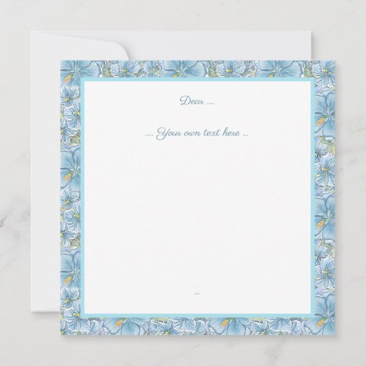 Hibiscus & kant TURQUOISE Kaart (Achterkant)