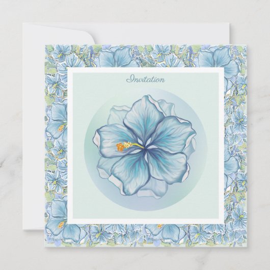 Hibiscus & kant TURQUOISE Kaart (Voorkant)