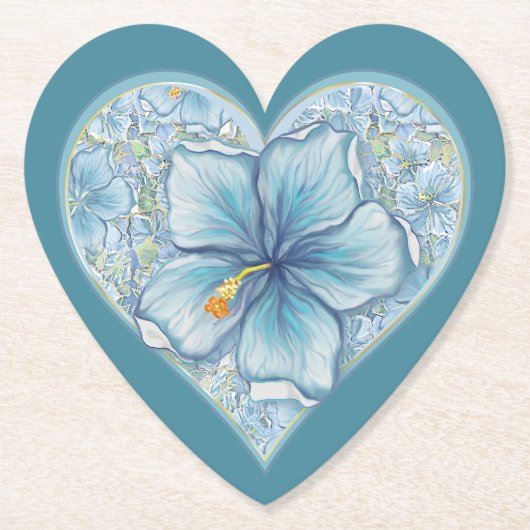 Hibiscus & kant TURQUOISE Kartonnen Onderzetters (Voorkant)
