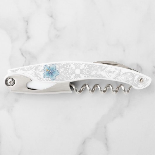 Hibiscus & kant TURQUOISE Kurkentrekker (Voorkant)