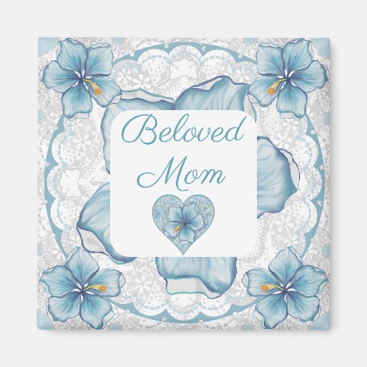 Hibiscus & kant TURQUOISE Magneet (Voorkant)