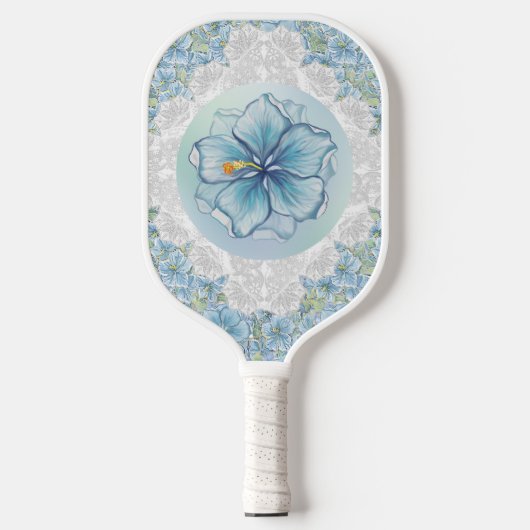 Hibiscus & kant TURQUOISE Pickleball Paddle (Voorkant)