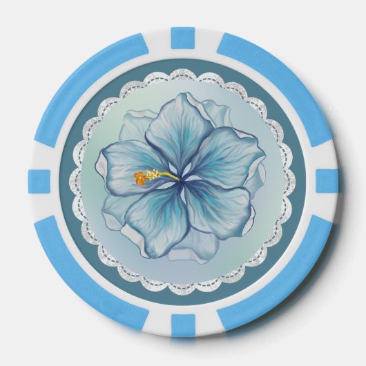 Hibiscus & kant TURQUOISE Poker Chips (Voorkant)