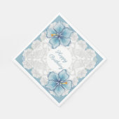 Hibiscus & kant TURQUOISE Servet (Hoek)