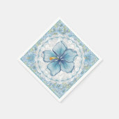 Hibiscus & kant TURQUOISE Servet (Hoek)