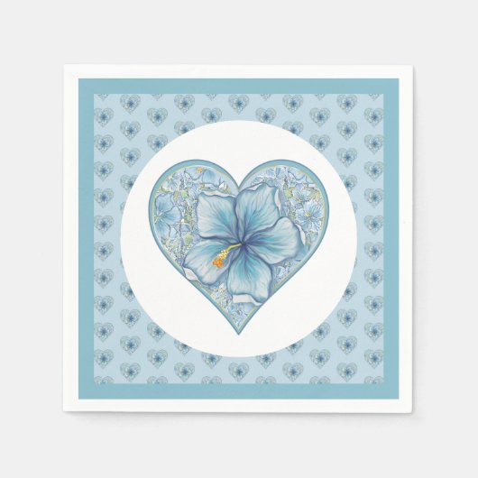 Hibiscus & kant TURQUOISE Servet (Voorkant)