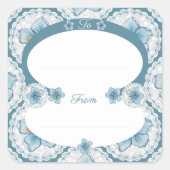 Hibiscus & kant TURQUOISE Vierkante Sticker (Voorkant)