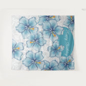 Hibiscus & kant TURQUOISE Wandkleed (Voorkant (horizontaal))