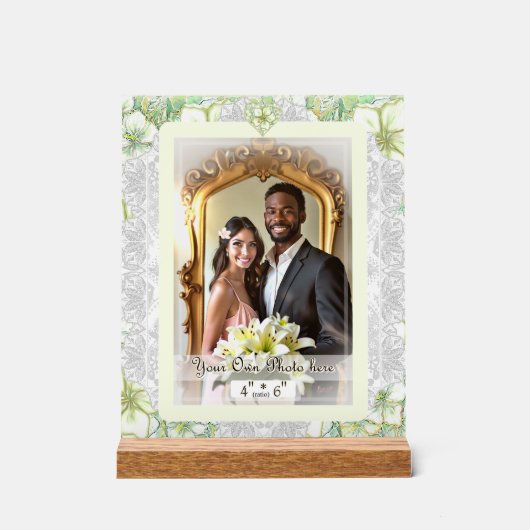 Hibiscus & kant WIT Acryl Bord (Voorkant)