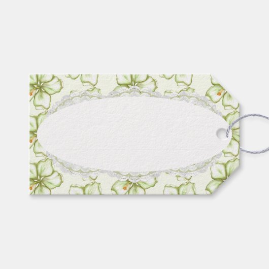 Hibiscus & kant WIT Cadeaulabel (Voorkant (Horizontaal))