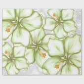 Hibiscus & kant WIT Cadeaupapier (Vlak)