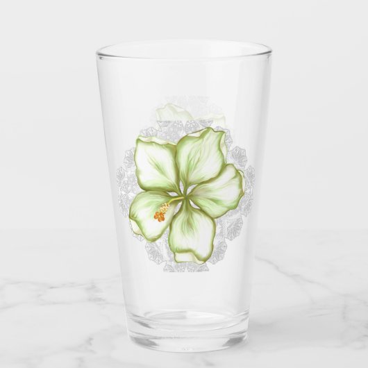 Hibiscus & kant WIT Glas (Voorkant)