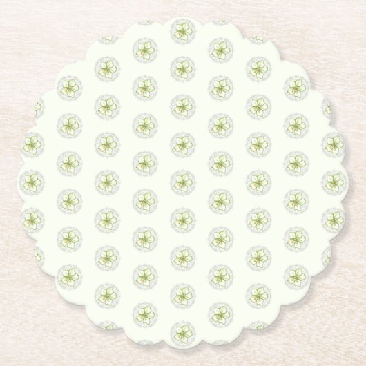 Hibiscus & kant WIT Kartonnen Onderzetters (Voorkant)