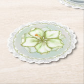 Hibiscus & kant WIT Kartonnen Onderzetters (Gekanteld)