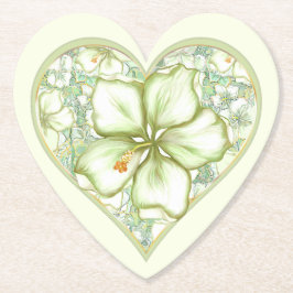 Hibiscus & kant WIT Kartonnen Onderzetters