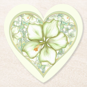 Hibiscus & kant WIT Kartonnen Onderzetters