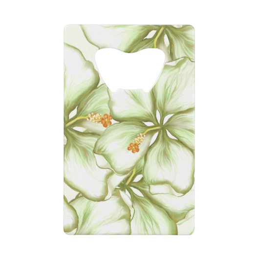 Hibiscus & kant WIT Kredietkaart Flessenopener (Voorkant)