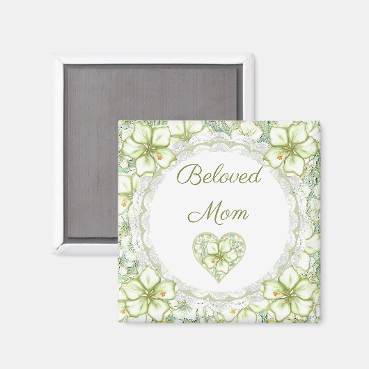 Hibiscus & kant WIT Magneet (Voorkant / Achterkant)