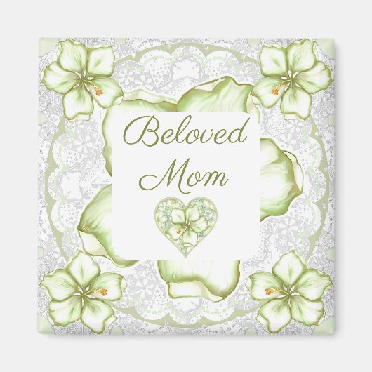 Hibiscus & kant WIT Magneet (Voorkant)