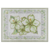 Hibiscus & kant WIT Snijplank (Voorkant)