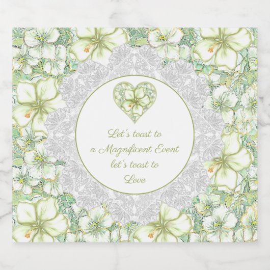 Hibiscus & kant WIT Sparkling Wijnetiket (Enkel label)