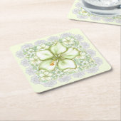 Hibiscus & kant WIT Vierkante Kartonnen Onderzetter (Schuin)