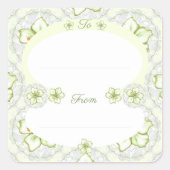 Hibiscus & kant WIT Vierkante Sticker (Voorkant)