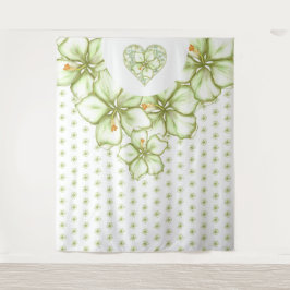 Hibiscus & kant WIT Wandkleed