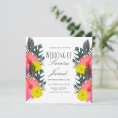 Hibiscus Leaf Hand-Drawn Floral Tropical Wedding (Staand voorkant)