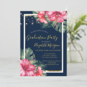 Hibiscus, Lichten, Hout, Lijst Graduparty Kaart (Staand voorkant)