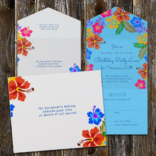 Hibiscus Luau Birthday viering all in one Inv Uitnodiging