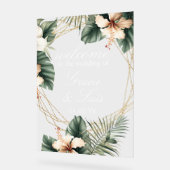 Hibiscus Monstera Fleurs Botaniques Or Mariage (Angle)