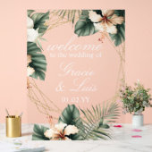 Hibiscus Monstera Fleurs Botaniques Or Mariage (Mariage)