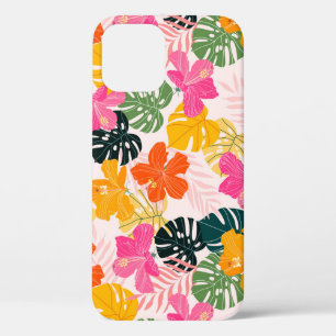 Hibiscus & Monstera: Tropische levendigheid iPhone 12 Hoesje
