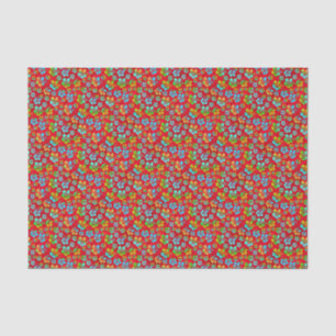 Hibiscus Multicolor Flowers op Red Tissuepapier
