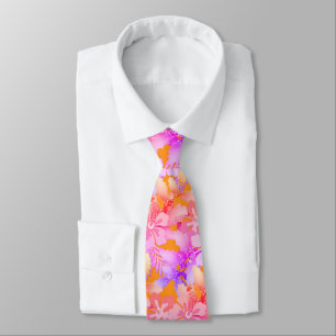 Hibiscus n Holly Unisex Hawaiian Imprimer Cravate