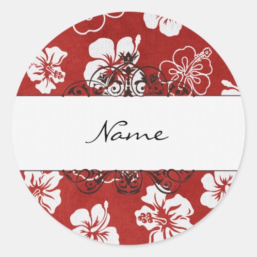 Hibiscus naam hier ronde sticker (Voorkant)