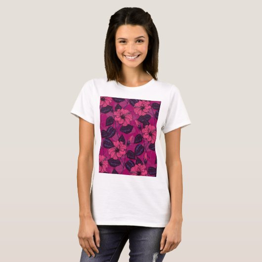 Hibiscus nacht t-shirt (Voorkant volledig)