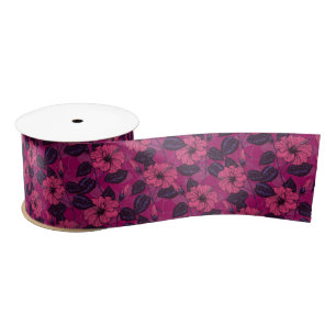 Hibiscus night satin ribbon lint
