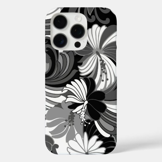 Hibiscus Oerwoud Hawaiian Black en Grey Case-Mate iPhone Case (Achterkant)
