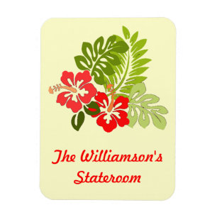 Hibiscus on Yellow Stateroom door markker Magneet