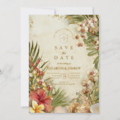 Hibiscus Palm Destination Wedding Save The Date (Voorkant)